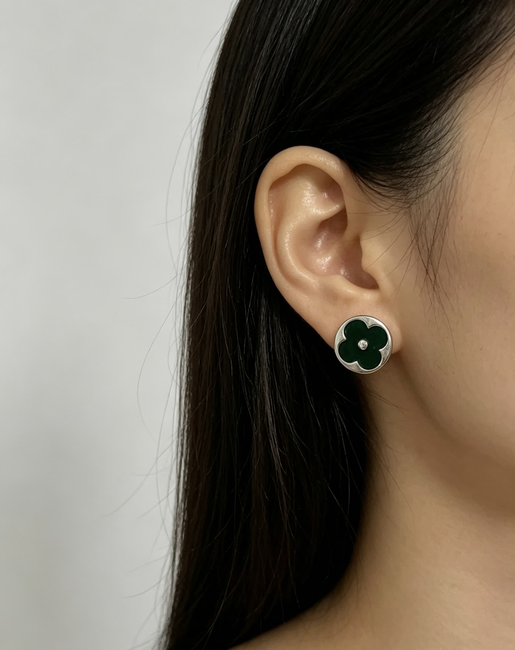 Louis Vuitton Green Flower Earrings